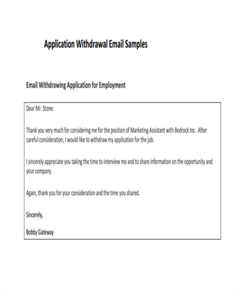 Suggest someone else. . How to respond to candidate withdrawing application